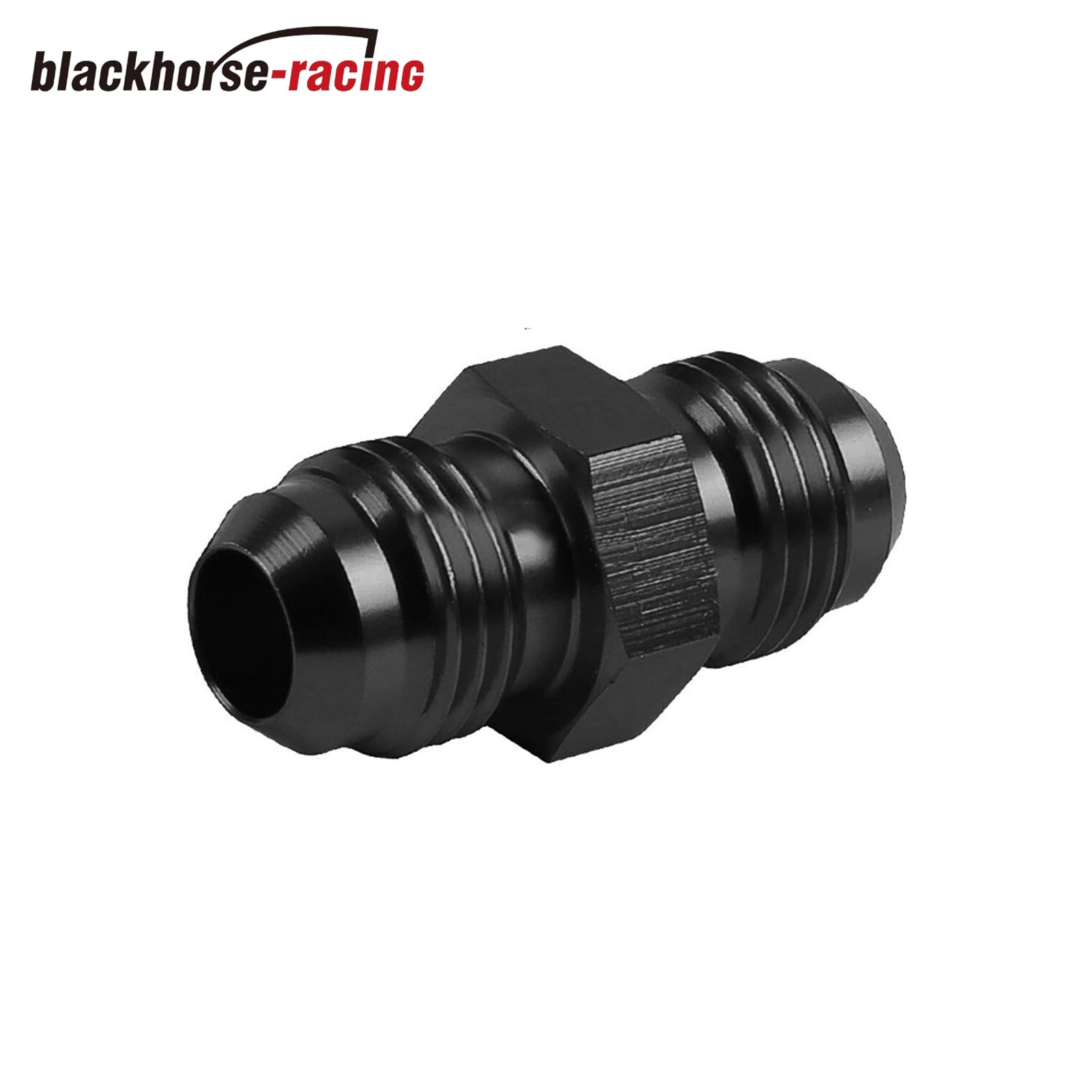 2x 6AN To 6AN Male Flare Coupler Union – Straight Fuel Hose Adapter Fittings, Black Anodized By POSENG (POSENG5621)