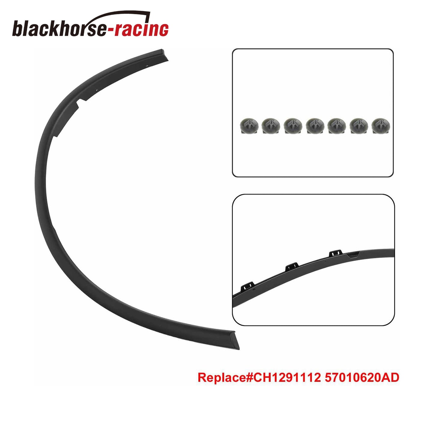 Black Plastic Front Right Passenger Side Wheel Arch Trim Molding, Replacement for 2011-2019 Durango, Replaces# CH1291112 57010620AD 57010620AE RH