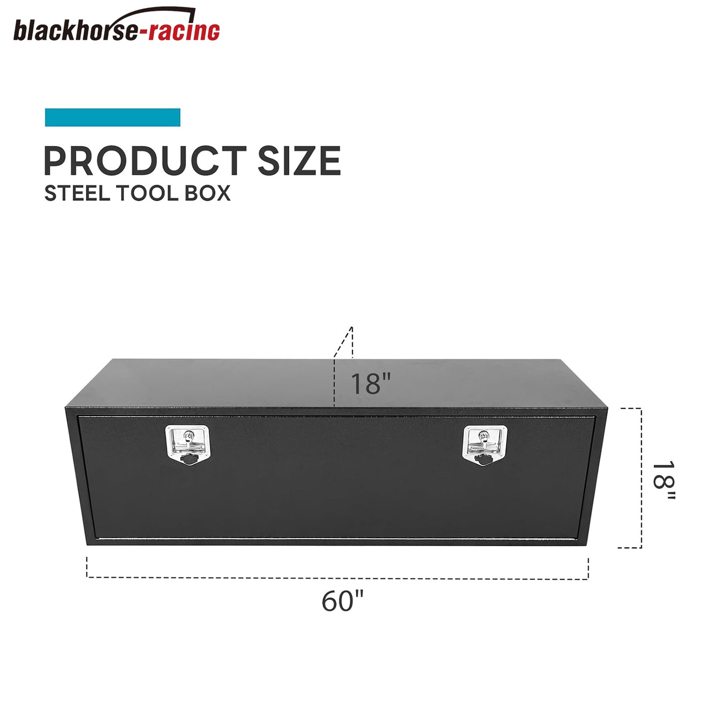 60 Inch Steel Black Underbody Truck Tool Box Pickup Truck Bed Storage, Waterproof Truck Tool Chest Box With Lockable T-Handle Latch for RVs, ATVs, Trailer & Truck (60"x18"x18")