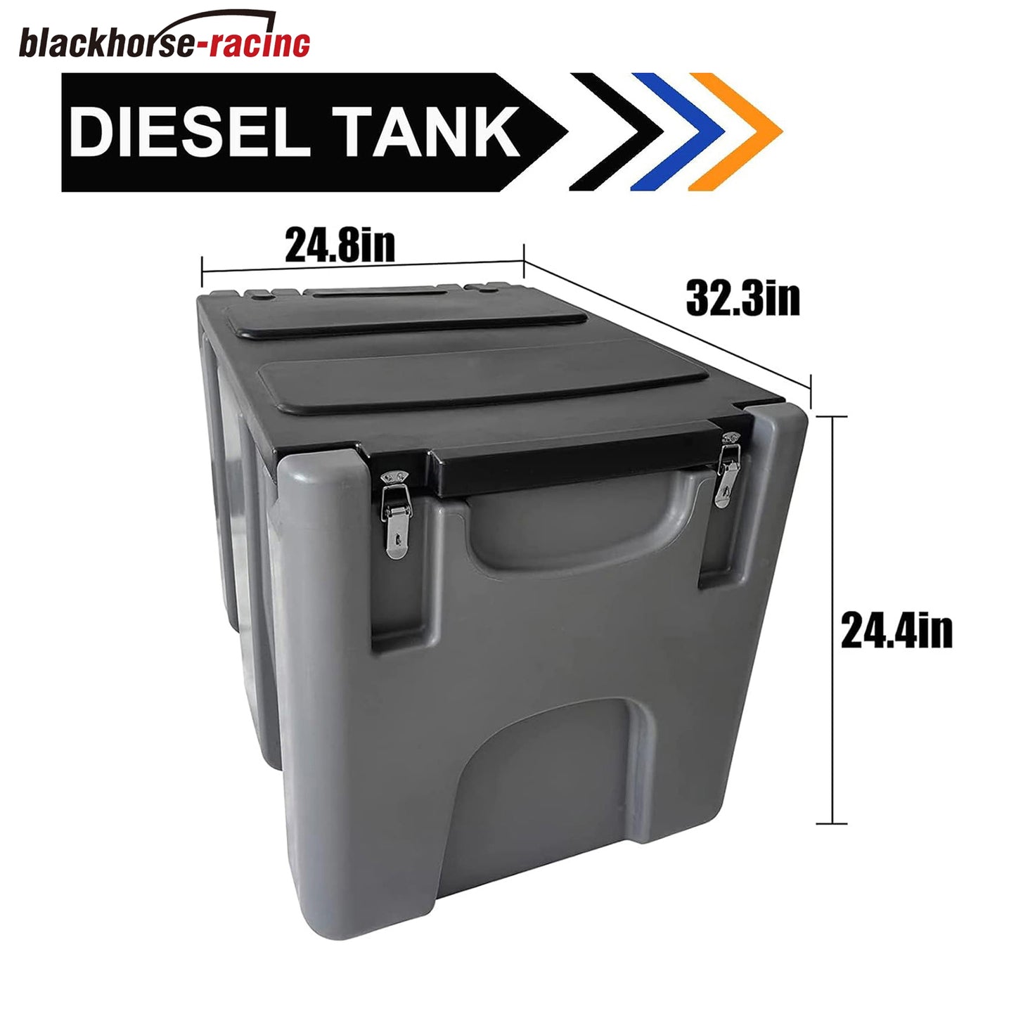 55 Gallon Portable Diesel Tank 12V 10GPM Electric Diesel Transfer Pump with Battery Clamps Auto Fuel Nozzle 13FT Hose with Lockable Cover, Grey