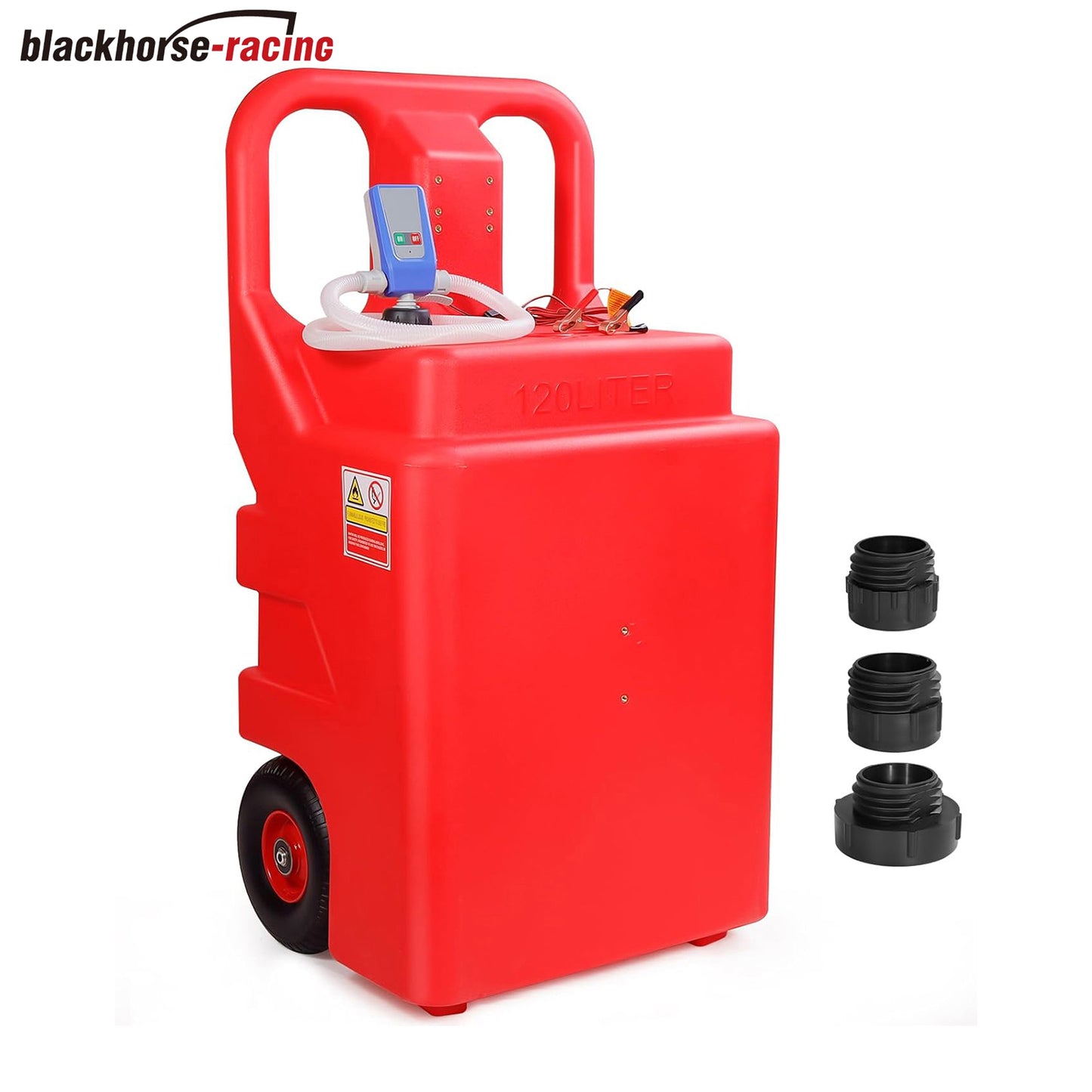 Automatic Fuel Transfer Pump with 32 Gallon Portable Fuel Caddy Tank, Auto-Stop Sensor Nozzle, AA Battery/12V DC 2 Power Modes, Tank Adapters, for Gasoline Diesel Fuel DEF Urea