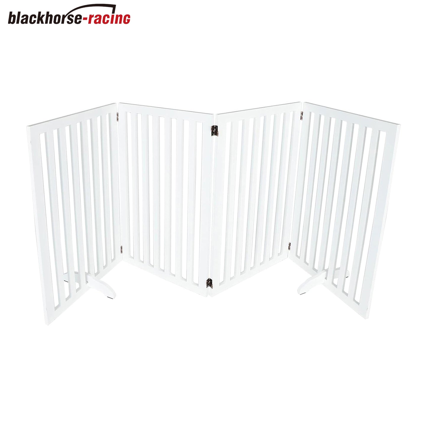 Dog Gate, 4 Panels Foldable Pet Gate with 2PCS Support Feet, 36" Height Dog Fence Wooden Pet Gates for House Doorways Indoor Outdoor Stairs with Rubber Pads White