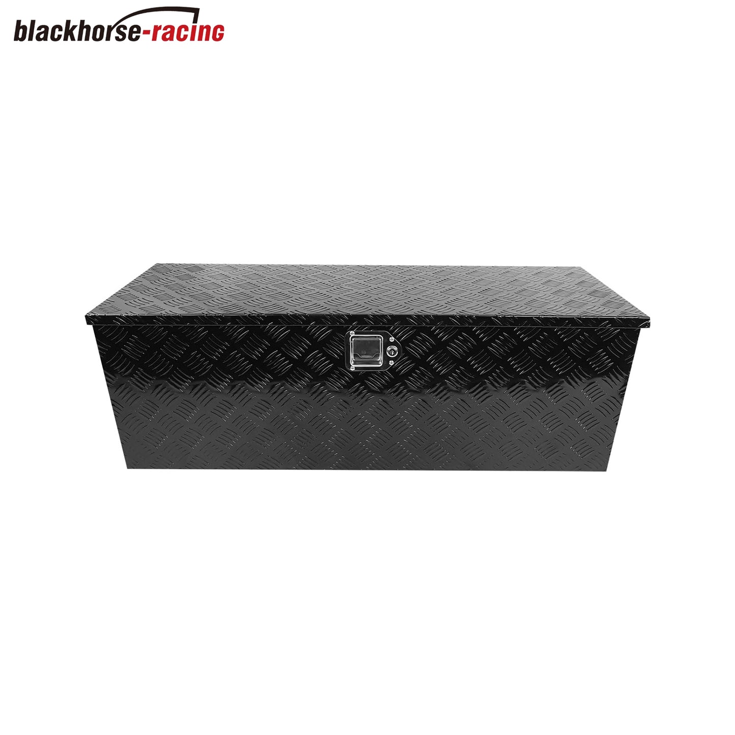 Black 44 Inch Truck Chest Tool box Heavy Duty Aluminum Stripes Plated Pick Up Truck Bed Box Waterproof RV Trailer Toolbox Storage with Side Handle and Lock Keys –44"x15"x15"