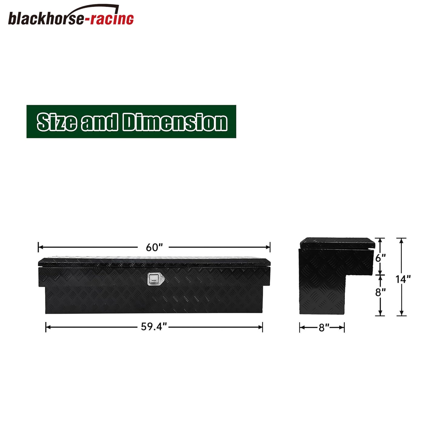 Aluminum 60 Inch Side Mount Tool Box, Side Truck Box with Paddle Latch and Weather-tight Sealing, Black