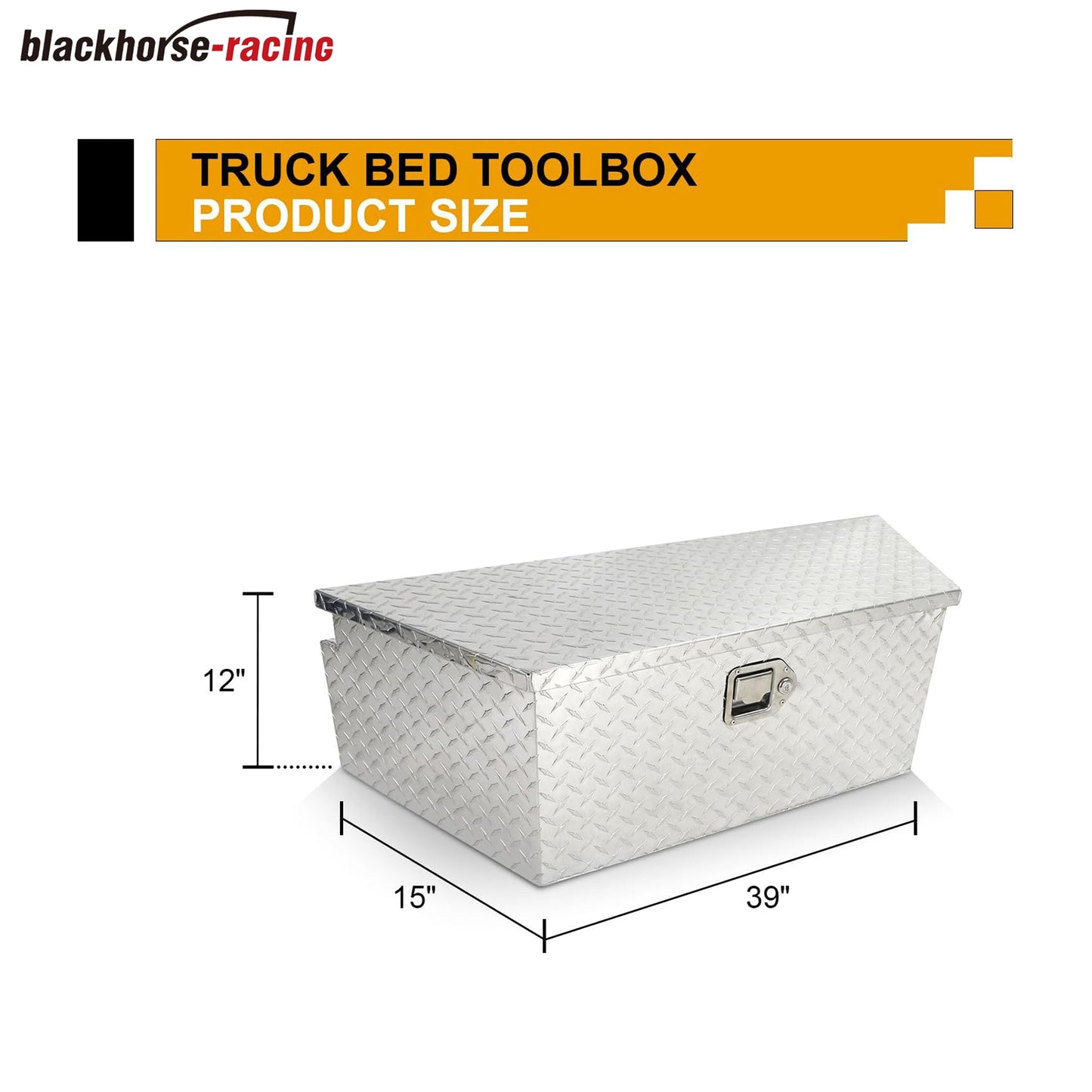 Aluminum Stripes Tool Box, Heavy Duty Storage Tool Box, 39 x 15 x 12 inch Waterproof Storage Organizer with Lock and Keys, Truck Underbody Box Compatible with Truck Bed RV Trailer ATV 