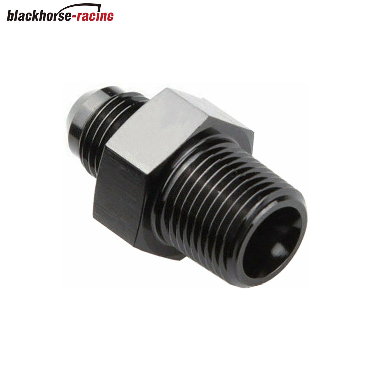 Black1/4 NPT to 6AN Adapter Straight Pipe Thread to 6 AN Flare Fitting