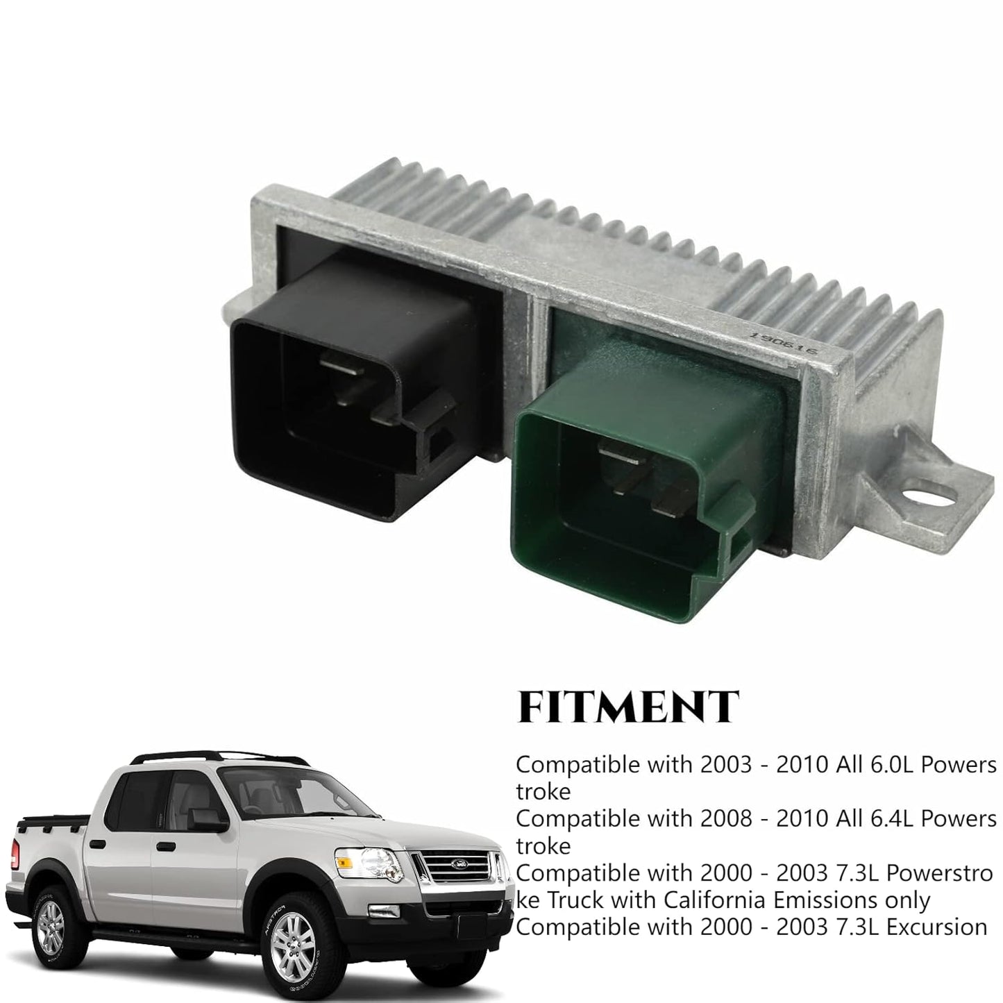 Diesel Glow Plug Control Relay Module Compatible with Ford F-250/350/450/550 Super Duty E-350/450/550 Super Duty, Powerstroke 6.0L 6.4L 7.3L Diesel, 2000-2003 7.3L Excursion, YC3Z12B533AA, DY876