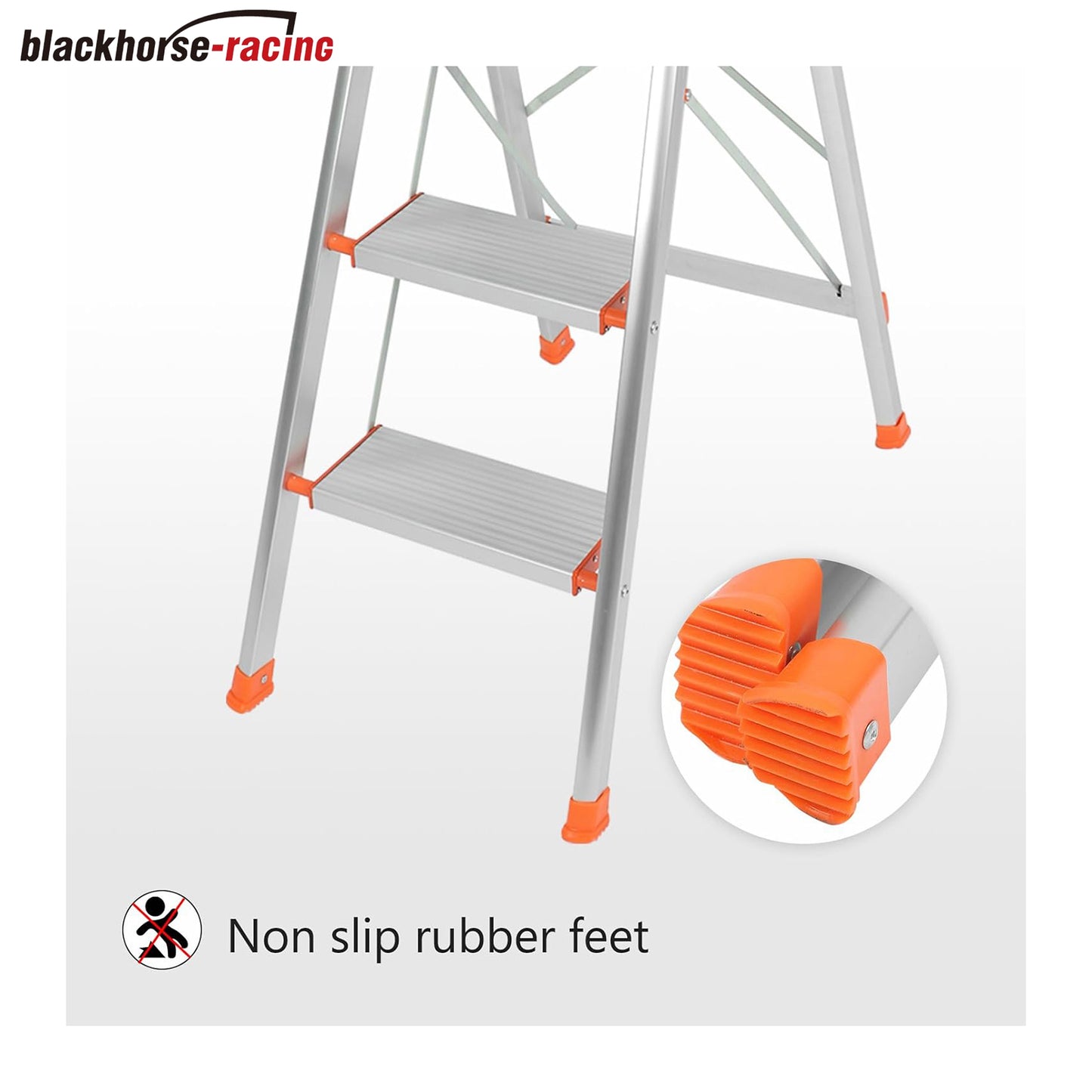 Folding Multi-Purpose Aluminum 5-Step Stool, Non Slip Rubber handrail, Portable Household Ladder