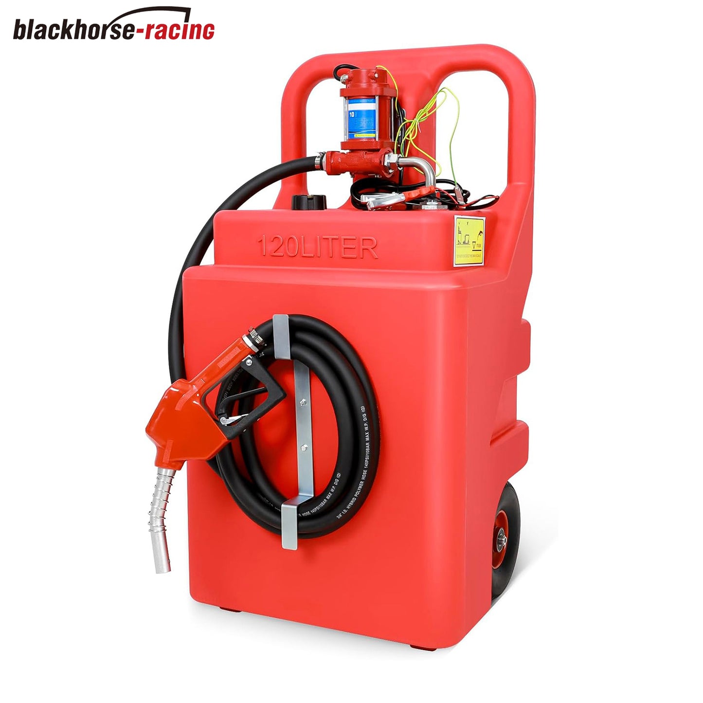 asoline Diesel Fuel Caddy Tank 32 Gallon, Portable Fuel Transfer Tank for Diesel & Gasoline with 12V 10GPM Electric Transfer Pump, Auto Fueling Nozzle, 13ft Hose, Sturdy Wheels