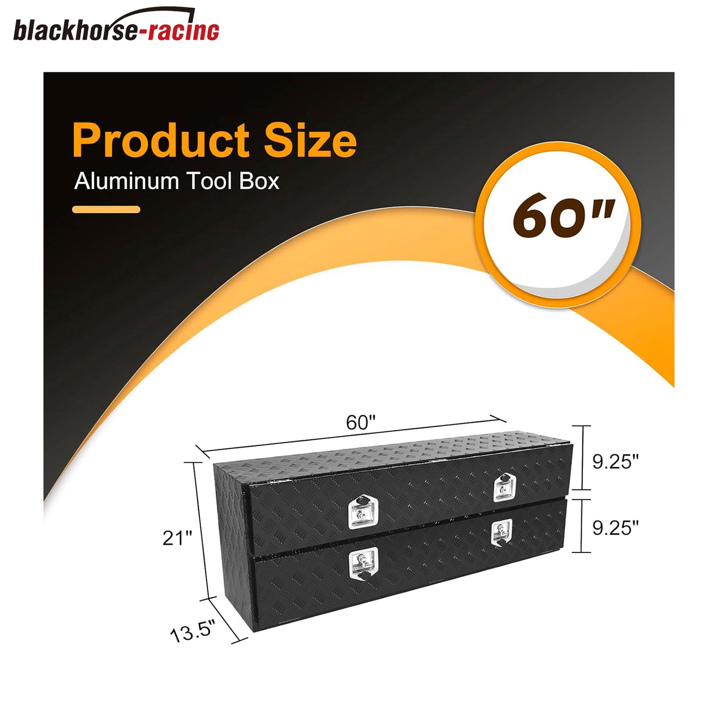 60" Truck Tool Box With One Lower Door,Heavy-Duty Aluminum 5 Bar Tread Double-layer Toolbox, 60"x 21"x 15" Truck bed Tools Storage Organizer W/Lock and Keys For Truck, Van, Trailer