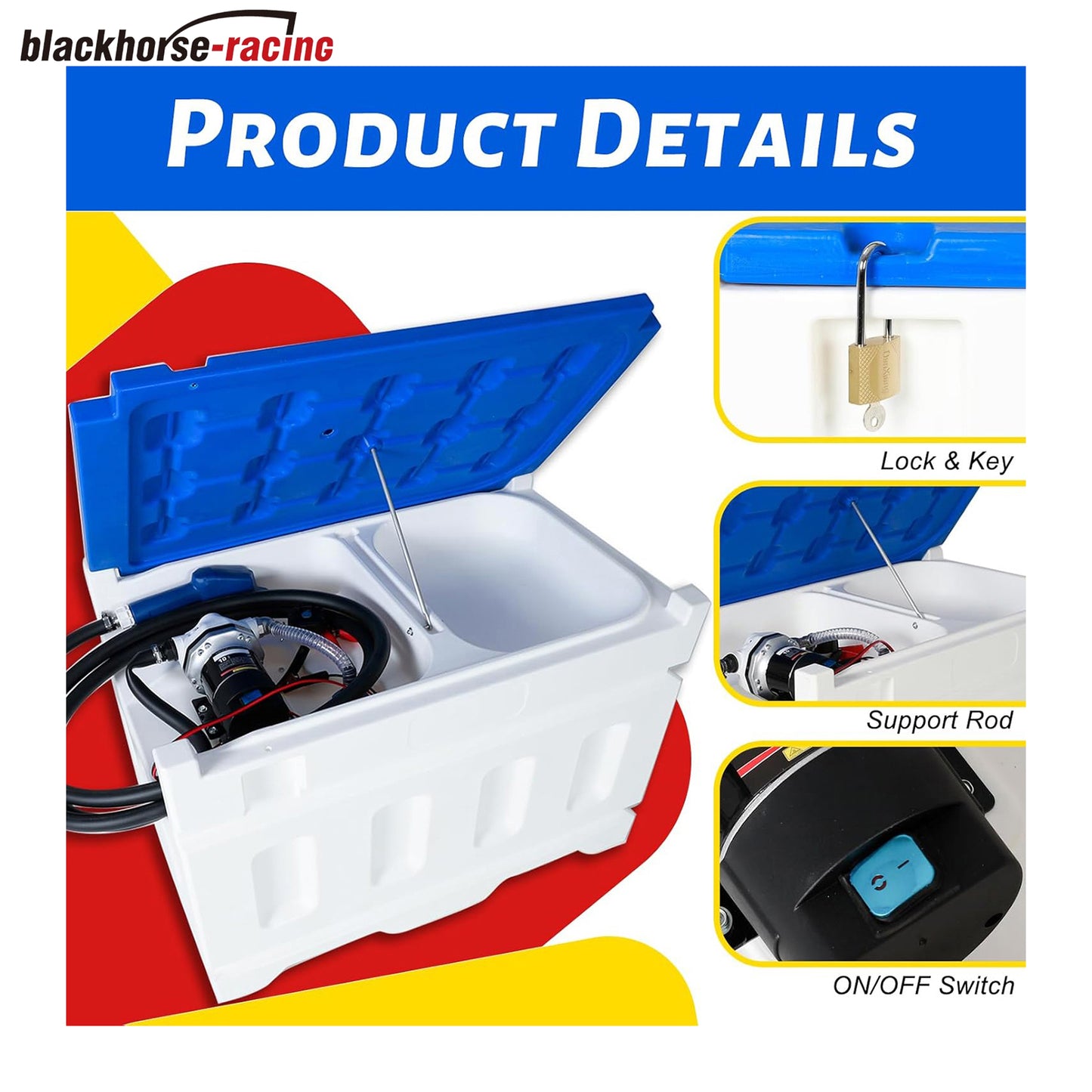 48 Gallon Portable Diesel Exhaust Fluid DEF Tranfer Tank with 12V DC 10GPM Electric Pump, Auto Fueling Nozzle, 13FT Hose, Lockable Lid