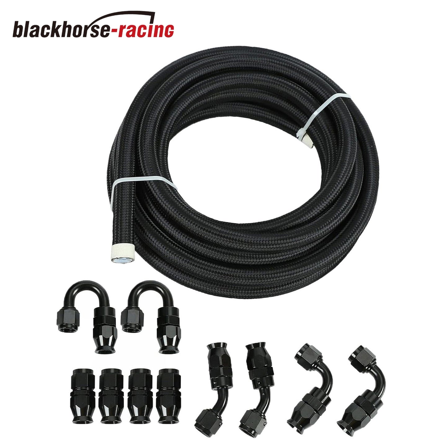 6AN 20FT Fuel Line Kit PTFE E85 Hose Stainless Steel Braided High Pressure Fuel Line 20FT with 10pcs Swivel Fuel Hose Fitting Adapters Kit