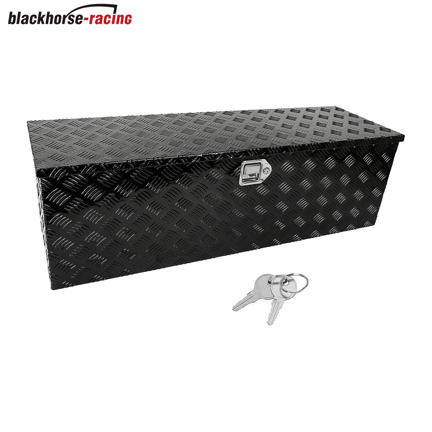 48"(L) x 15"(W) x 15"(H) Pickup Truck Trunk Bed Tool Box Trailer Storage Chrome Aluminum Lock Black Surface