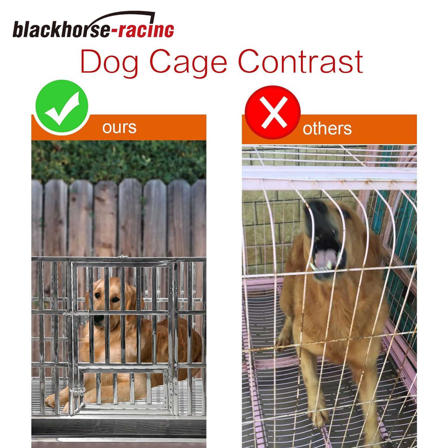 42" Heavy Duty Stainless Steel Dog Cage Kennel Crate and Playpen for Training Large Dog Indoor Outdoor with Double Doors & Locks Design Included Lockable Wheels Removable Tray No Screw