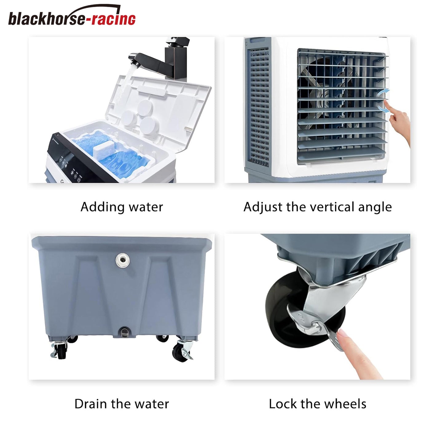 Evaporative Air Cooler, 120W Cooler with 8 Gallon Water Tank, Touch Screen and Remote Control, 12 Hour Timer, 3 Fan Speeds, Outdoor Air Cooler for Yard, Patio, Porch, Factory