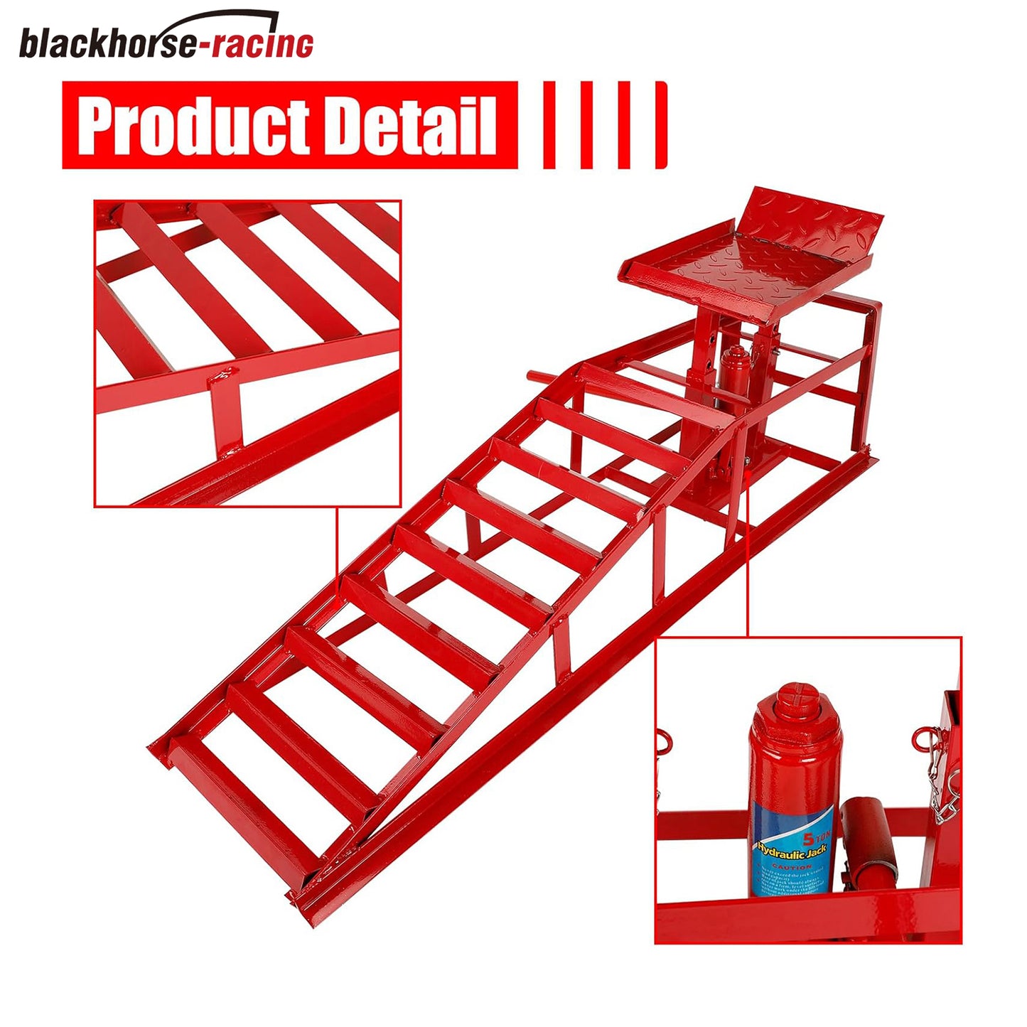 Auto Car Truck Service Ramps & Lifts, Hydraulic Ramps Red 5 Ton, Automotive Repair Frame Lift (1 Pack)