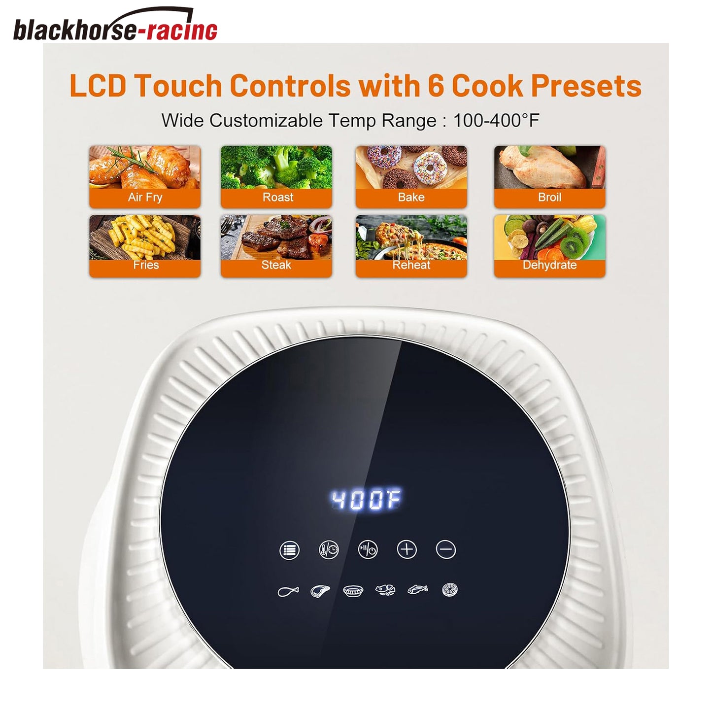 Digital Air Fryer 6.5QT Oilless Hot AirFryer 1350W Healthy Cooker for Quick & Easy Meals, Visual Cooking Window,LCD Touch Controls with 6 Cook Presets, Nonstick & Dishwasher Safe Basket - Beige