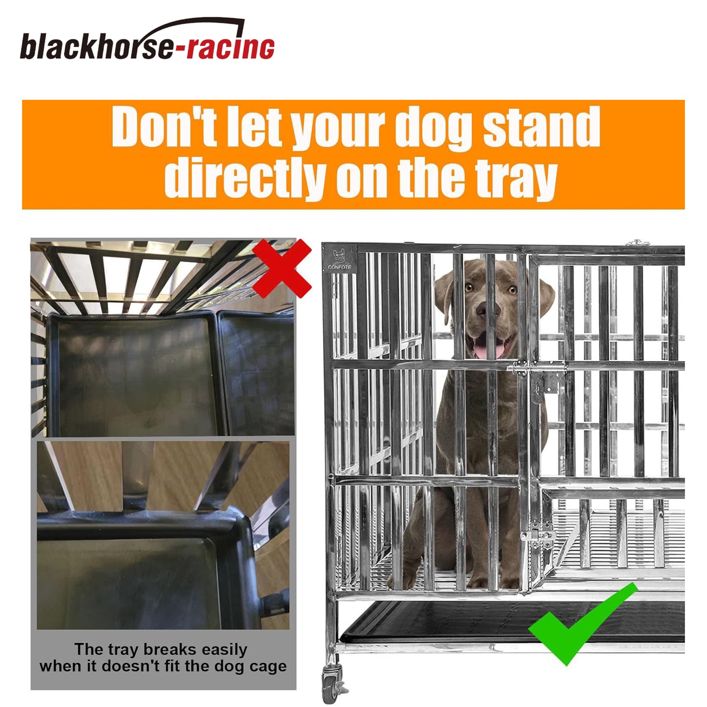 42" Heavy Duty Stainless Steel Dog Cage Kennel Crate and Playpen for Training Large Dog Indoor Outdoor with Double Doors & Locks Design Included Lockable Wheels Removable Tray No Screw