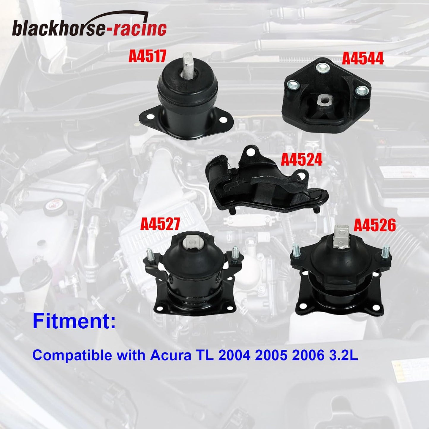 Engine Motor and Trans Mount Set of 5 Compatible with Acura 2004 2005 2006 TL 3.2L Auto Transmission Replacement for A4526 A4517 A4527 A4544 A4524