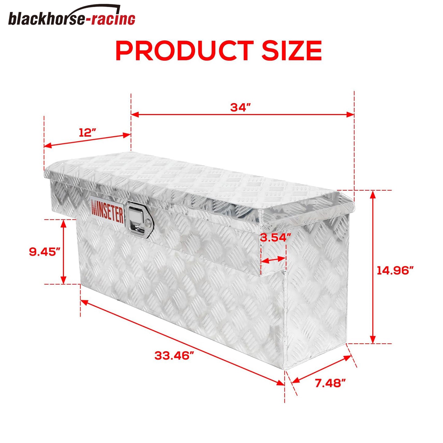 Black Aluminum 34 Inch Side Mount Tool Box, Side Truck Box with Paddle Latch (Silver)