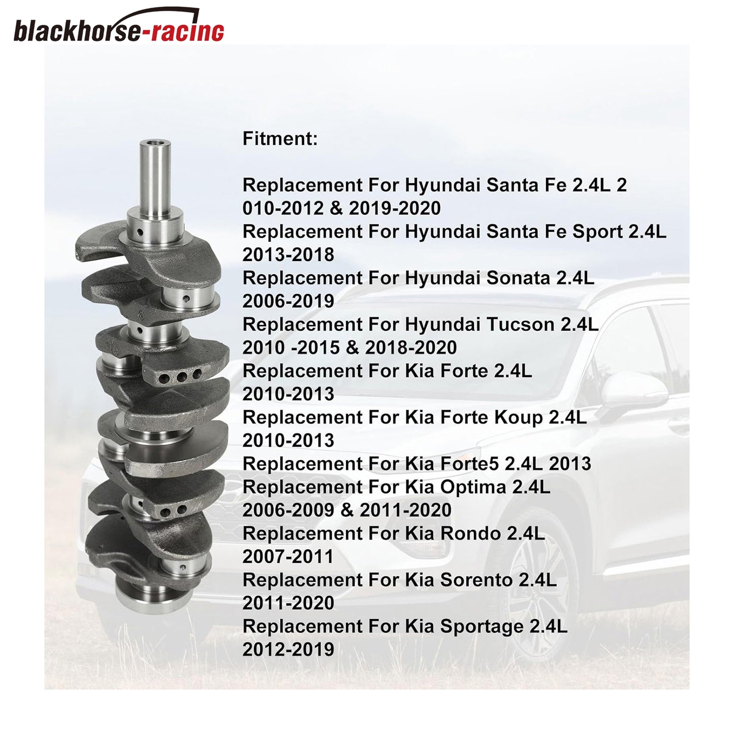 Engine Crankshaft Rods Bearing Kit Replacement for Forte Optima Hyundai Sonata Kia 2.4L DOHC, Replace 23111-2G200
