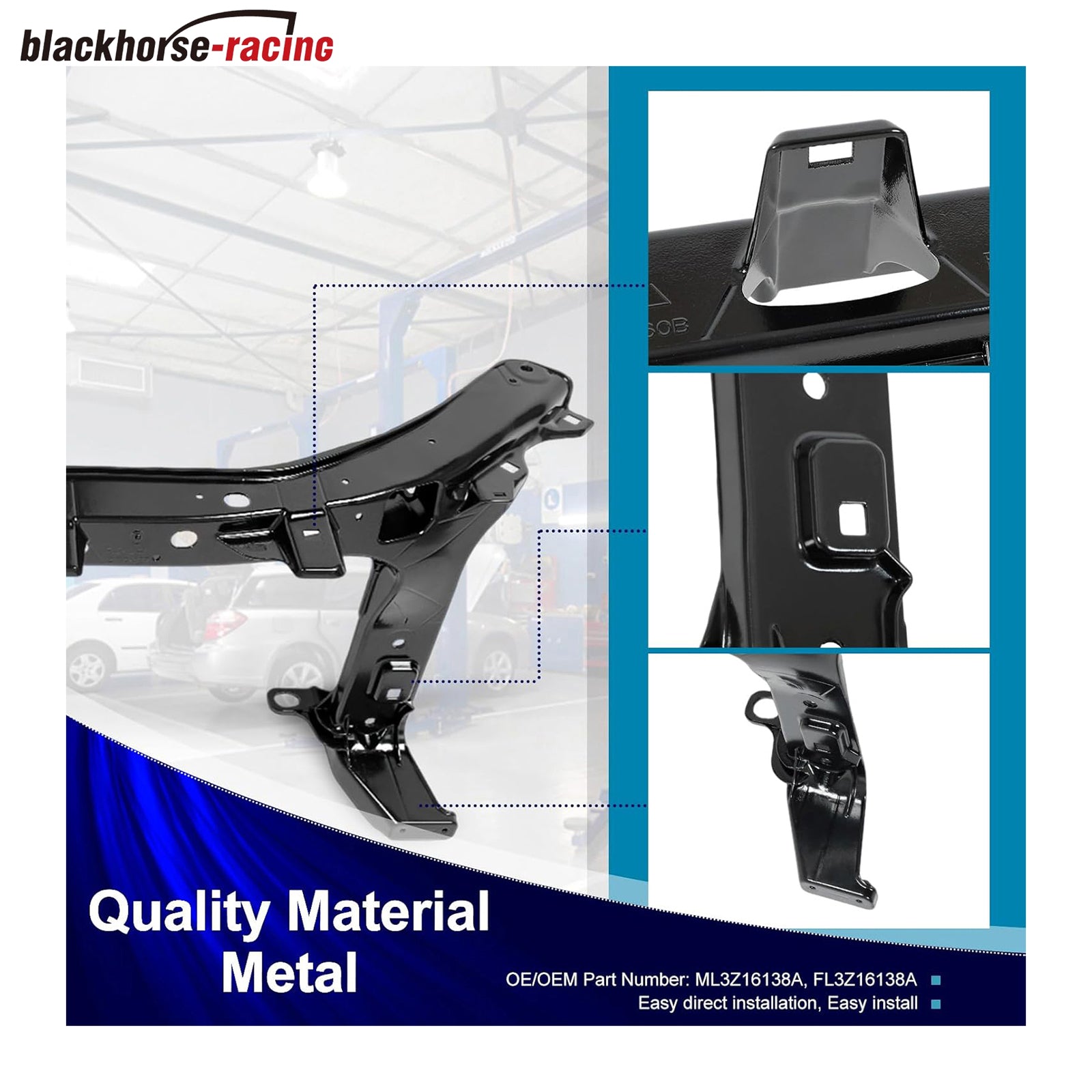 Front Upper Radiator Support Panel For 2015-2022 Ford F150 | Black Metal | FL3Z16138A | Munirater