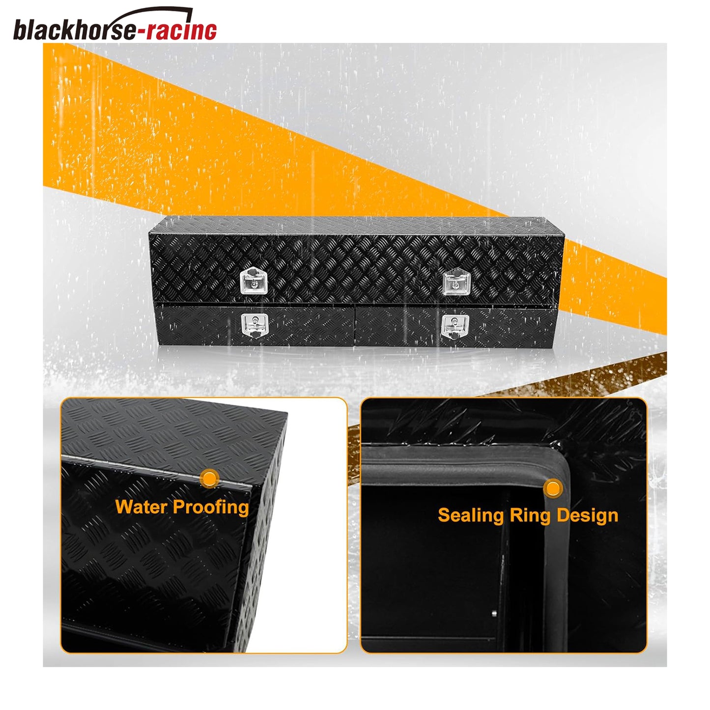 72" Truck Tool Box With Two Lower Drawers,Aluminum Diamond Plate ToolBox 72 x 21 x 13.5 Inch Chest Box with Lockable T-Handle Latch For Storage And Organization.