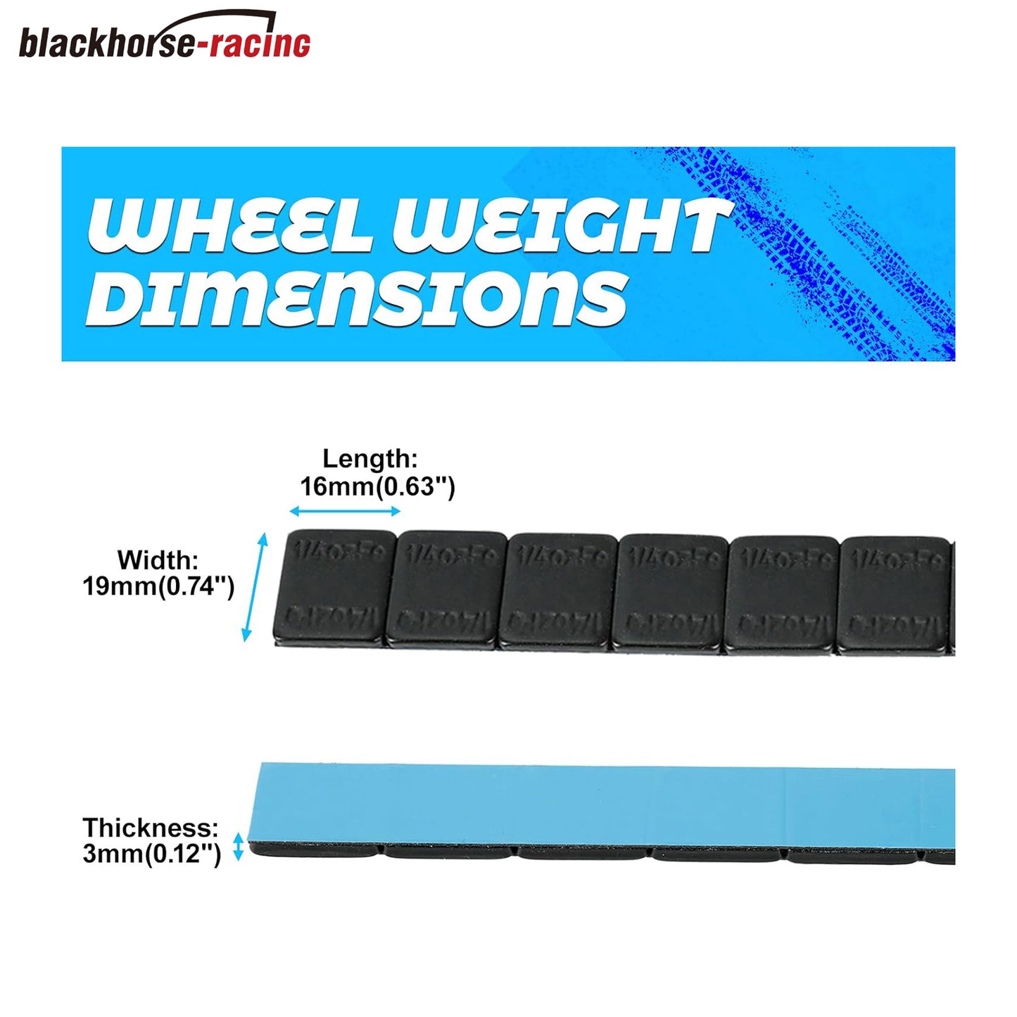 1/4 oz Stick on Wheel Weights, Adhesive Back, Easy to Peel, 36 OZ/Box 144pcs, Black Tire Weight for Cars, Trucks, SUVs, Motorcycles, Low Profile