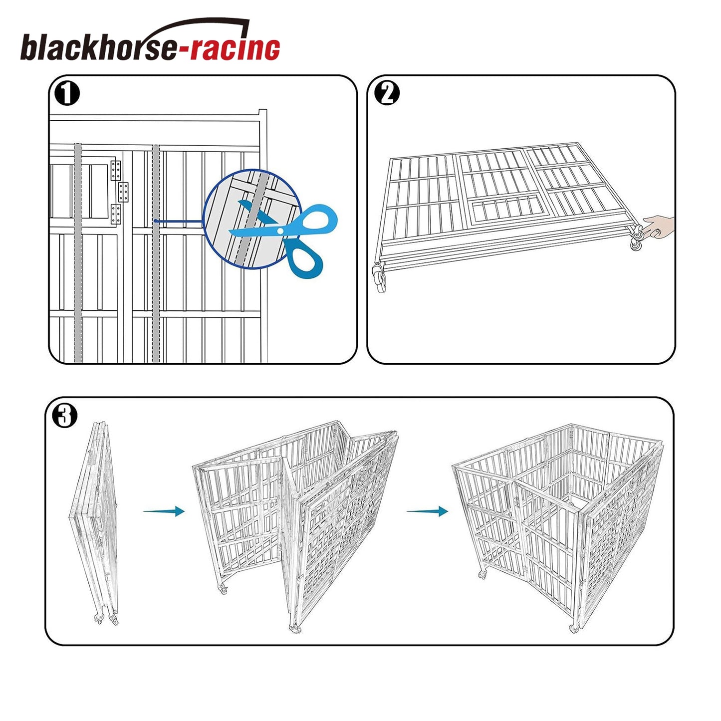 42" Heavy Duty Stainless Steel Dog Cage Kennel Crate and Playpen for Training Large Dog Indoor Outdoor with Double Doors & Locks Design Included Lockable Wheels Removable Tray No Screw