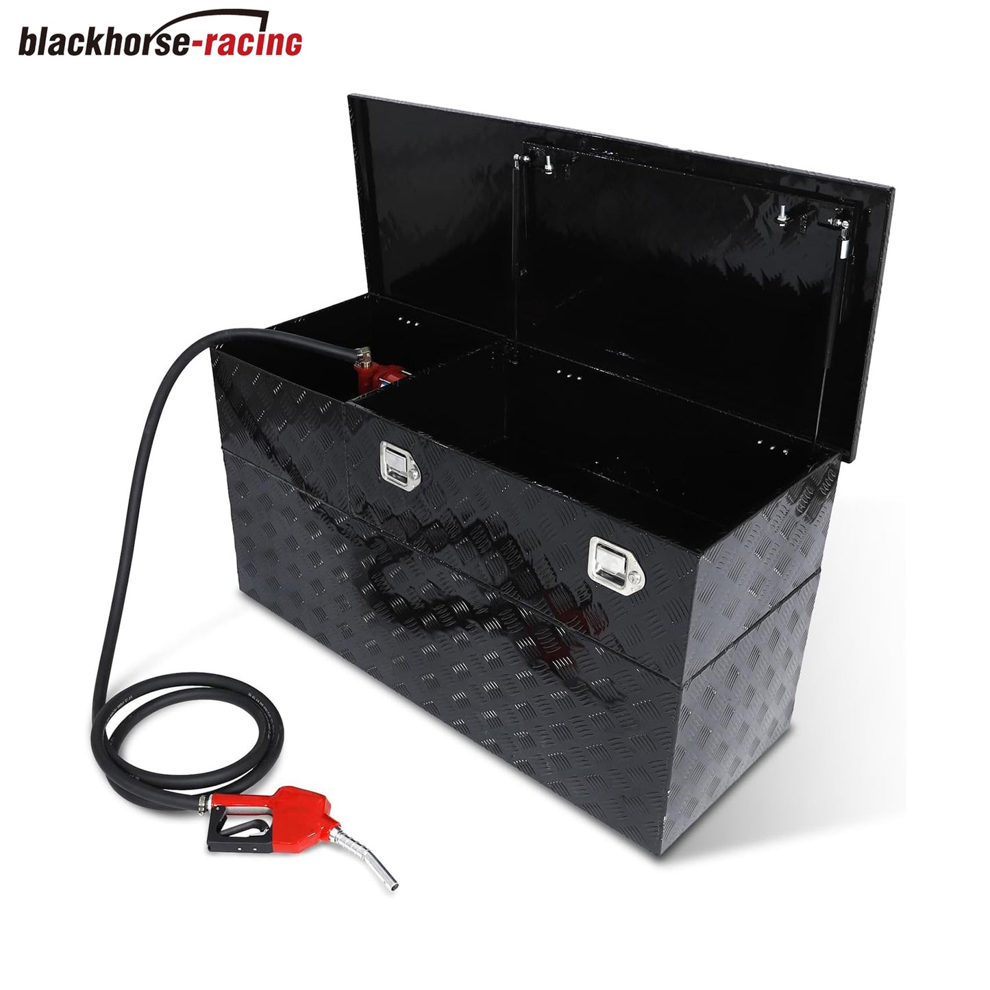 60-Gal Aluminum Transfer Fuel Tank Toolbox Combo/Auxiliary Gasoline Diesel Fuel Transfer Tank,10GPM with Drive Side Pump-Black