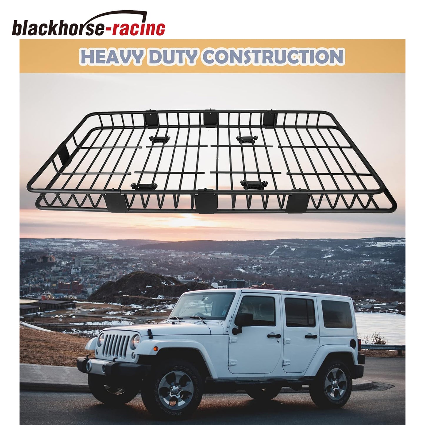 84"x 39"x 6" Universal Roof Rack Cargo Basket with Extension Car Top Luggage Holder Carrier Basket Fit for SUV | Truck | Cars, 150LB Capacity Heavy Duty Steel Black