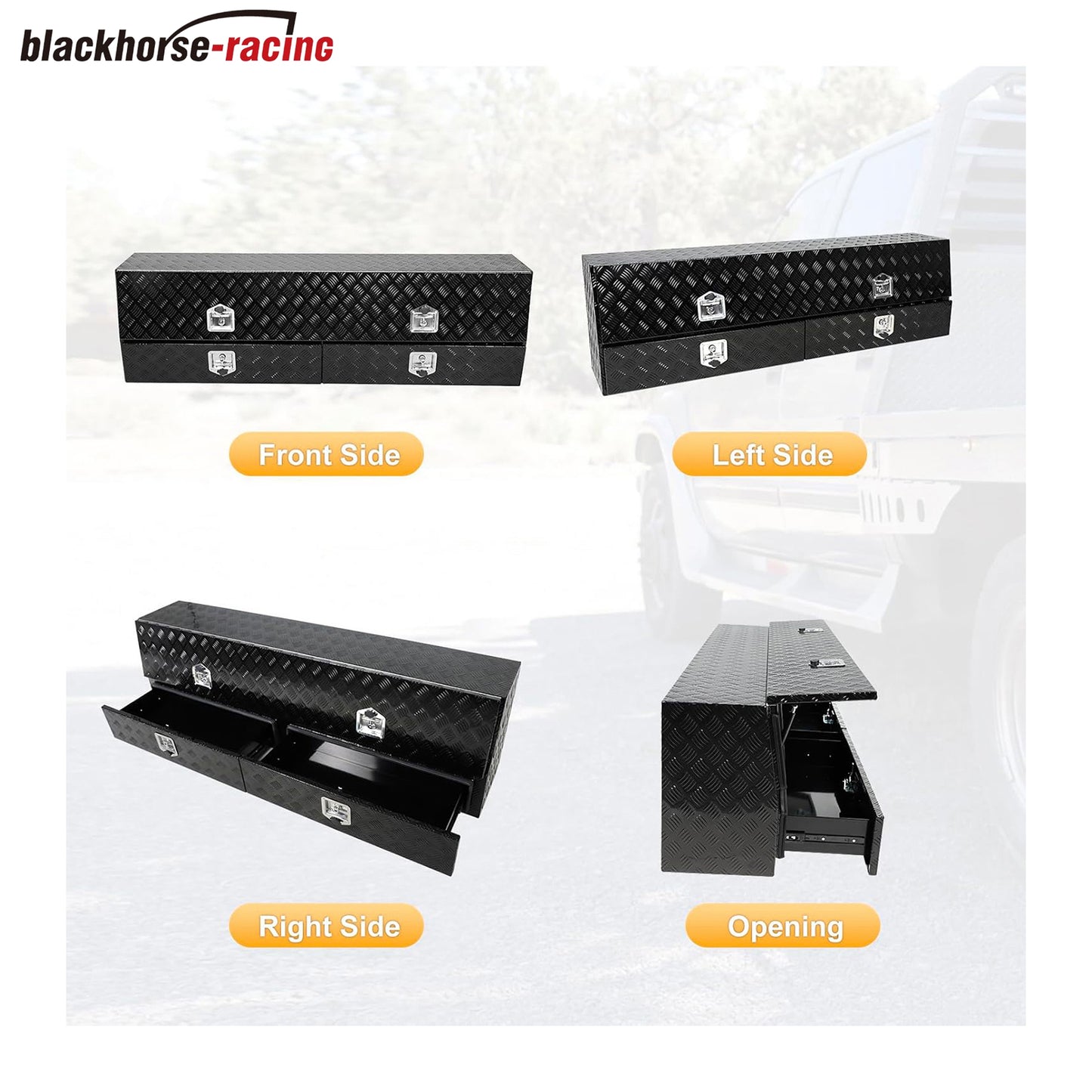 72" Truck Tool Box With Two Lower Drawers,Aluminum Diamond Plate ToolBox 72 x 21 x 13.5 Inch Chest Box with Lockable T-Handle Latch For Storage And Organization.