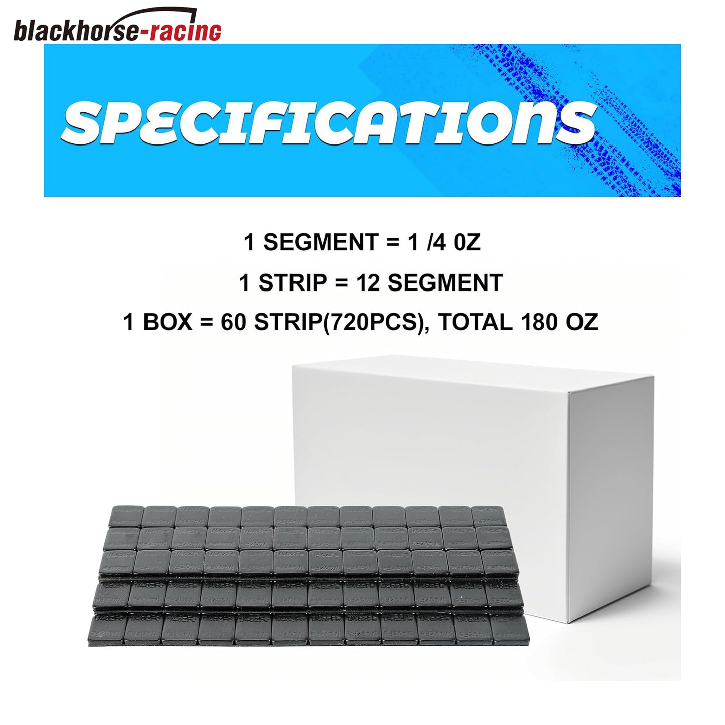 1/4 oz Stick on Wheel Weights, Adhesive Back, Easy to Peel, 36 OZ/Box 144pcs, Black Tire Weight for Cars, Trucks, SUVs, Motorcycles, Low Profile