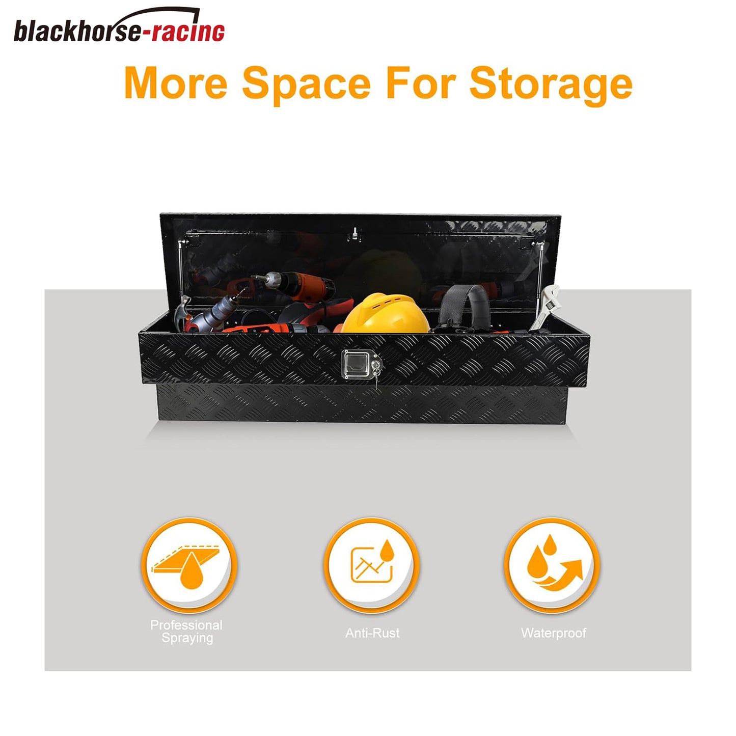48 Inch Side Mount Truck Box Aluminum Storage Tool Box,48 x 8 x 12.5 inch Toolbox Organizer w/Lock and Keys For Pickup,Truck Bed, RV,Heavy Duty Waterproof job box - Black