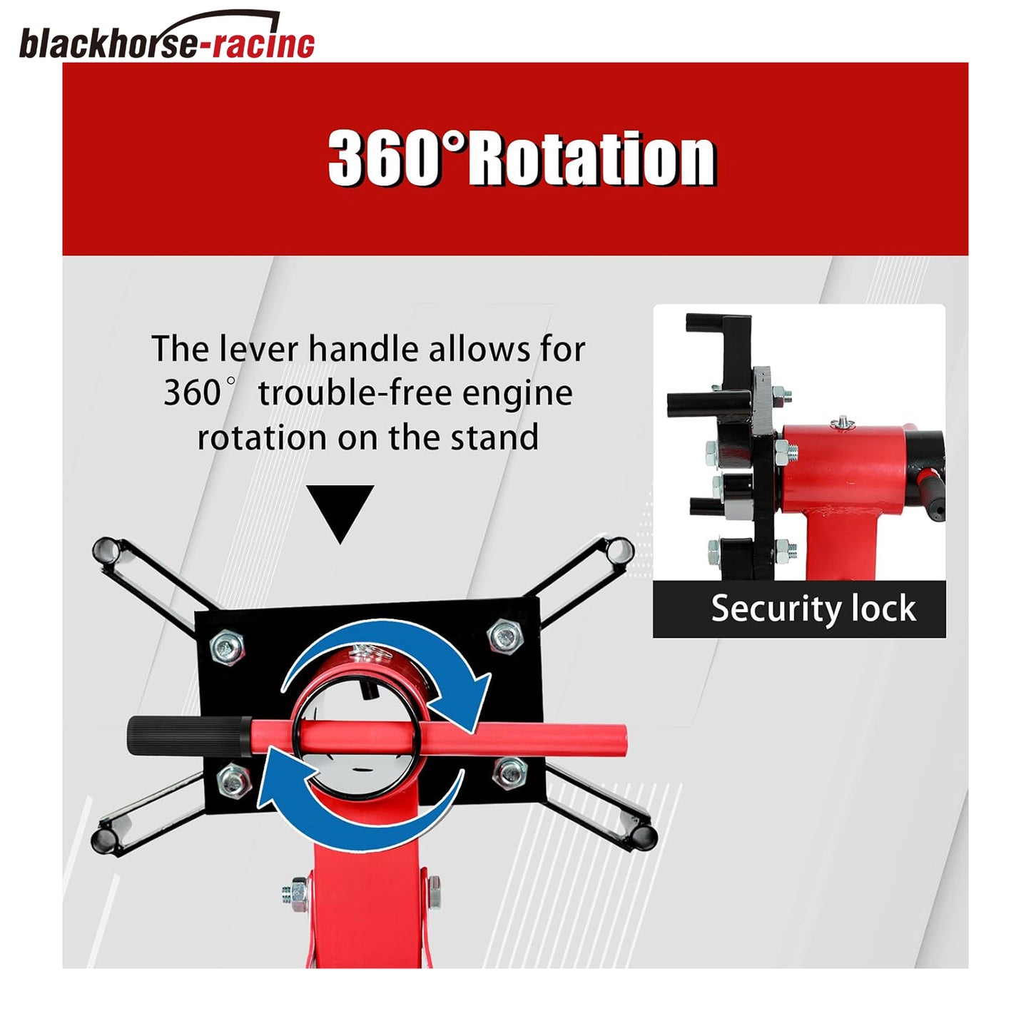 Engine Stand, 3000lbs Capacity Engine Motor Stand with 360 Degree Rotating Head, Heavy-Duty Foldable Engine Lift Stand with 6 Wheels, 4 Adjustable Arms, Red