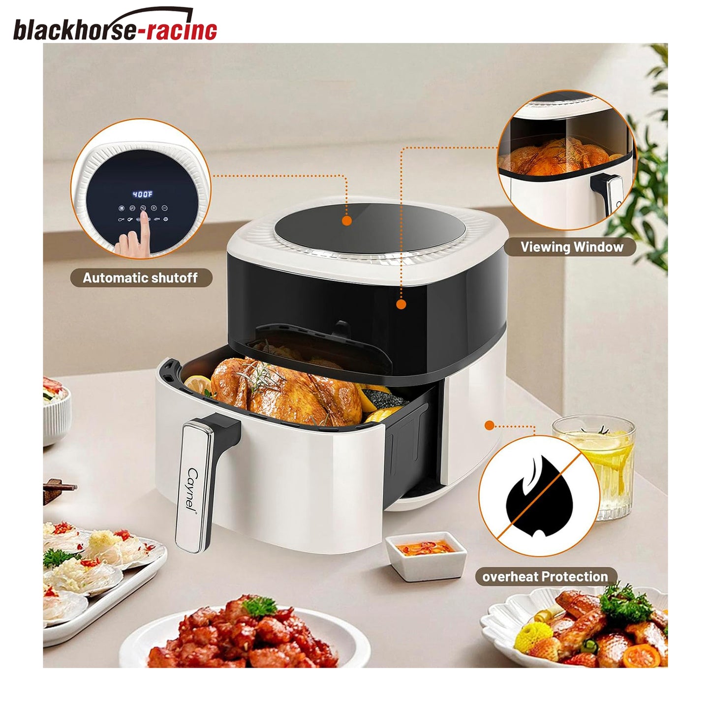 Digital Air Fryer 6.5QT Oilless Hot AirFryer 1350W Healthy Cooker for Quick & Easy Meals, Visual Cooking Window,LCD Touch Controls with 6 Cook Presets, Nonstick & Dishwasher Safe Basket - Beige