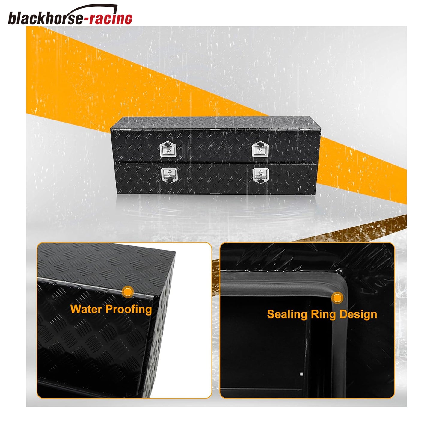 60" Truck Tool Box With One Lower Door,Heavy-Duty Aluminum 5 Bar Tread Double-layer Toolbox, 60"x 21"x 15" Truck bed Tools Storage Organizer W/Lock and Keys For Truck, Van, Trailer