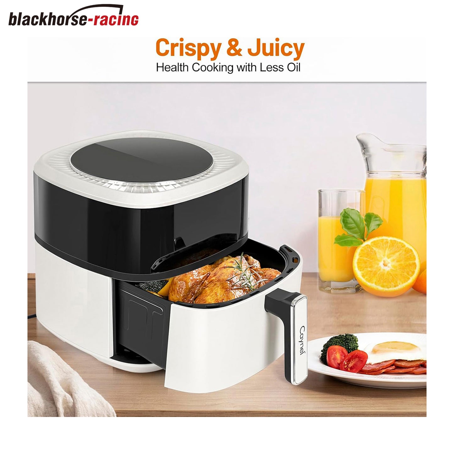 Digital Air Fryer 6.5QT Oilless Hot AirFryer 1350W Healthy Cooker for Quick & Easy Meals, Visual Cooking Window,LCD Touch Controls with 6 Cook Presets, Nonstick & Dishwasher Safe Basket - Beige