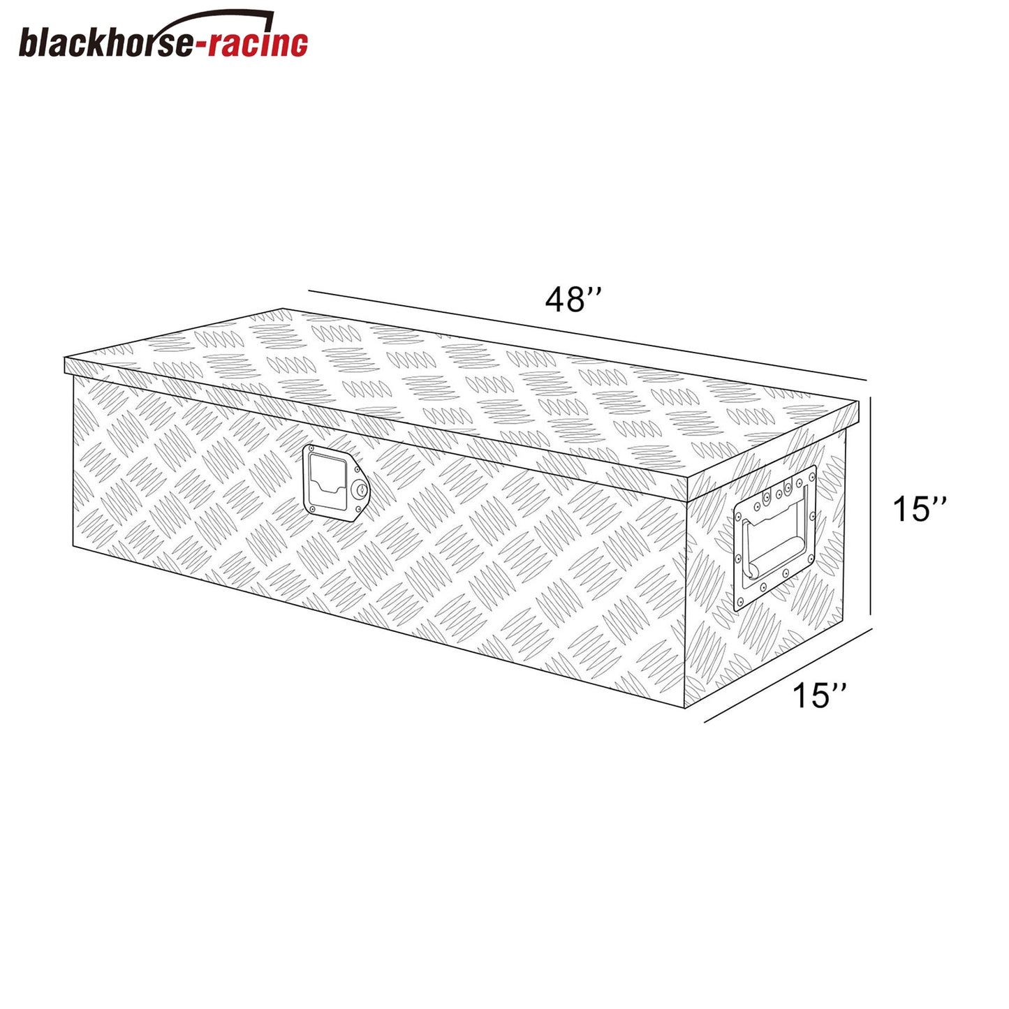 48"(L) x 15"(W) x 15"(H) Pickup Truck Trunk Bed Tool Box Trailer Storage Chrome Aluminum Lock Black Surface