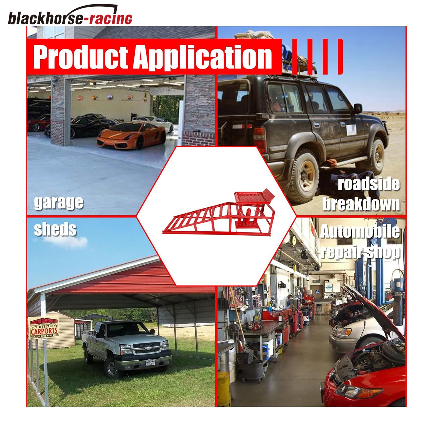 Auto Car Truck Service Ramps & Lifts, Hydraulic Ramps Red 5 Ton, Automotive Repair Frame Lift (1 Pack)