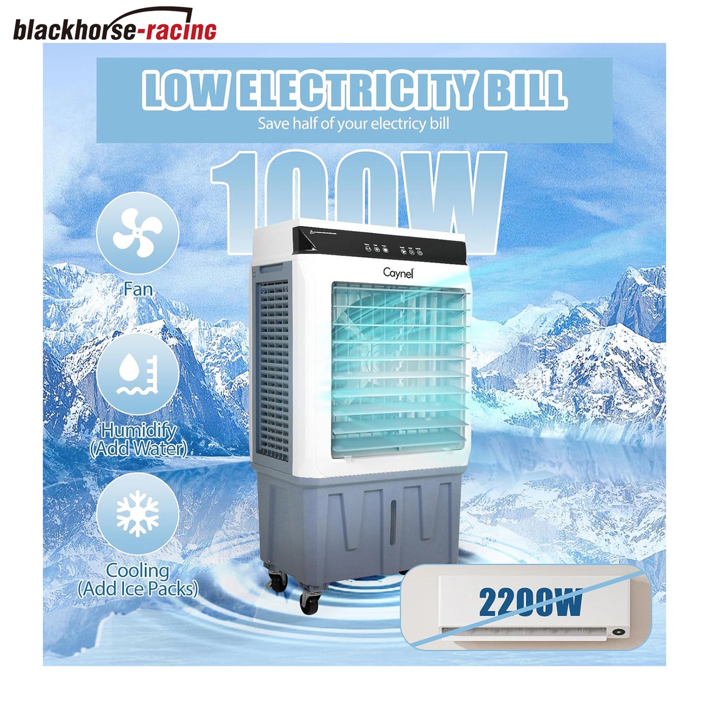 Evaporative Air Cooler, 120W Cooler with 8 Gallon Water Tank, Touch Screen and Remote Control, 12 Hour Timer, 3 Fan Speeds, Outdoor Air Cooler for Yard, Patio, Porch, Factory