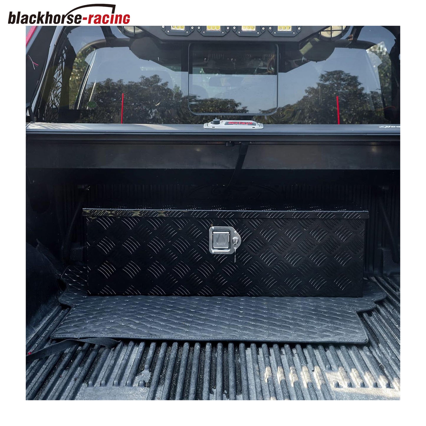 48"(L) x 15"(W) x 15"(H) Pickup Truck Trunk Bed Tool Box Trailer Storage Chrome Aluminum Lock Black Surface