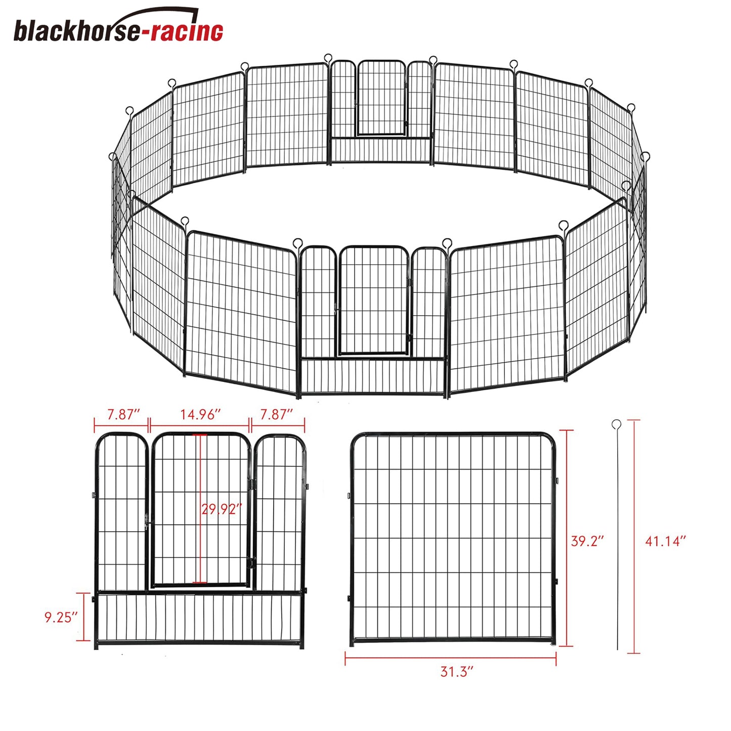 Foldable Metal Dog Playpen Outdoor, 16 Panels 40 inches Height Exercise Pen Indoor Pet Fence Barrier Kennel for Small/Medium/Large Dogs Cats Rabbits