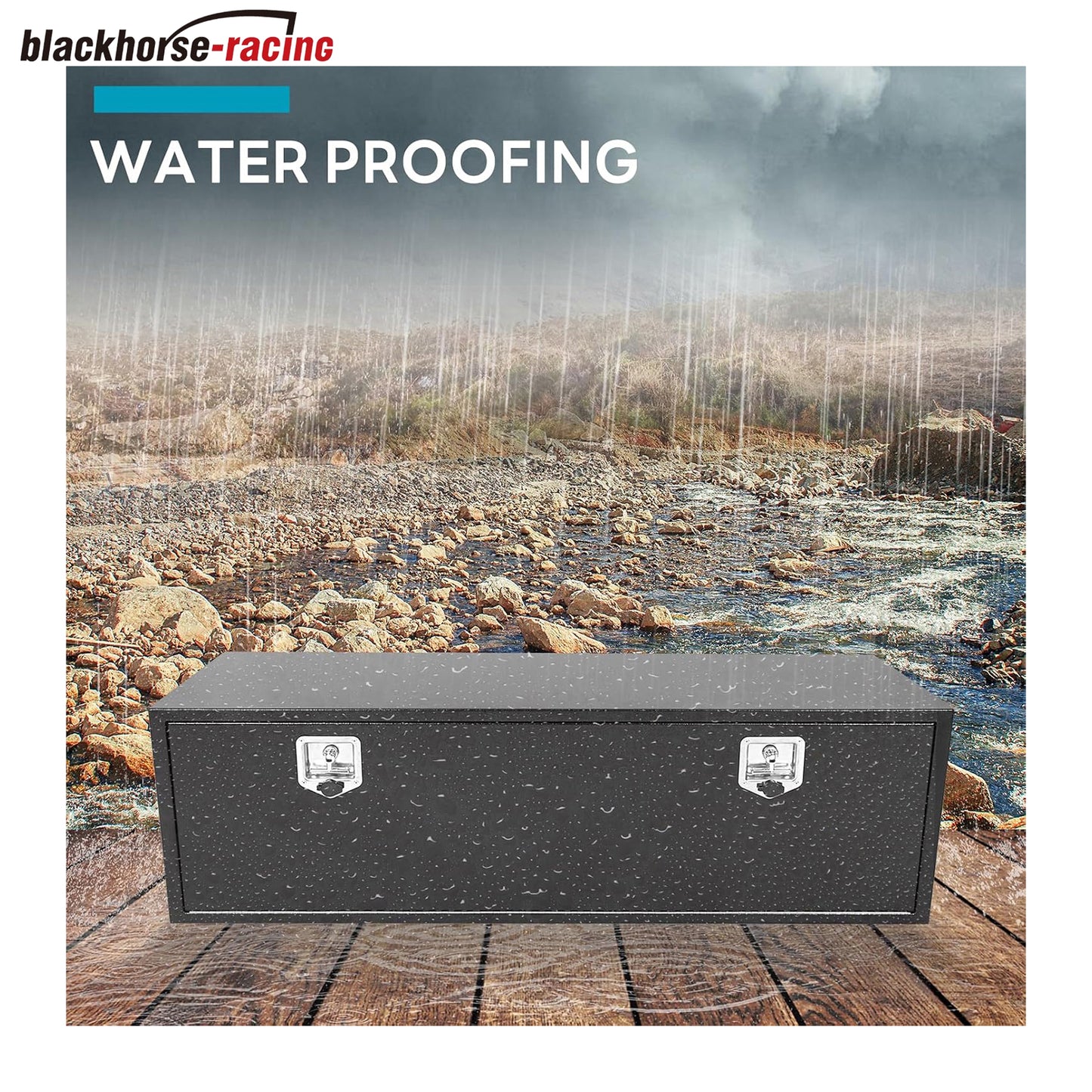 60 Inch Steel Black Underbody Truck Tool Box Pickup Truck Bed Storage, Waterproof Truck Tool Chest Box With Lockable T-Handle Latch for RVs, ATVs, Trailer & Truck (60"x18"x18")