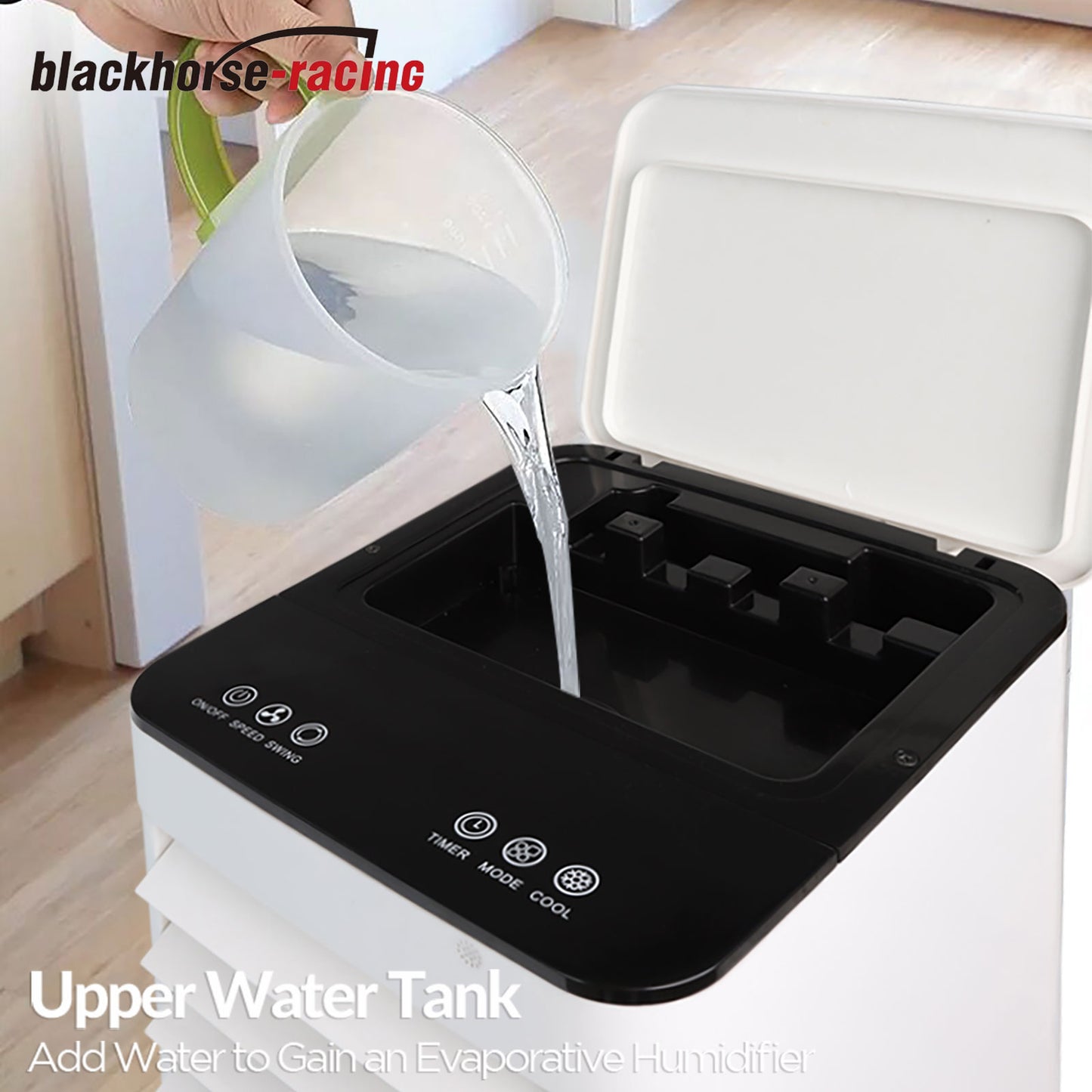 Evaporative Air Cooler,3-IN-1 Windowless Portable Air Conditioner,Oscillation Swamp Cooler and Humidification-Includes Ice Packs-12 Hour Timer&Remote,Ideal for Home, Office, Bedroom, Kitchen