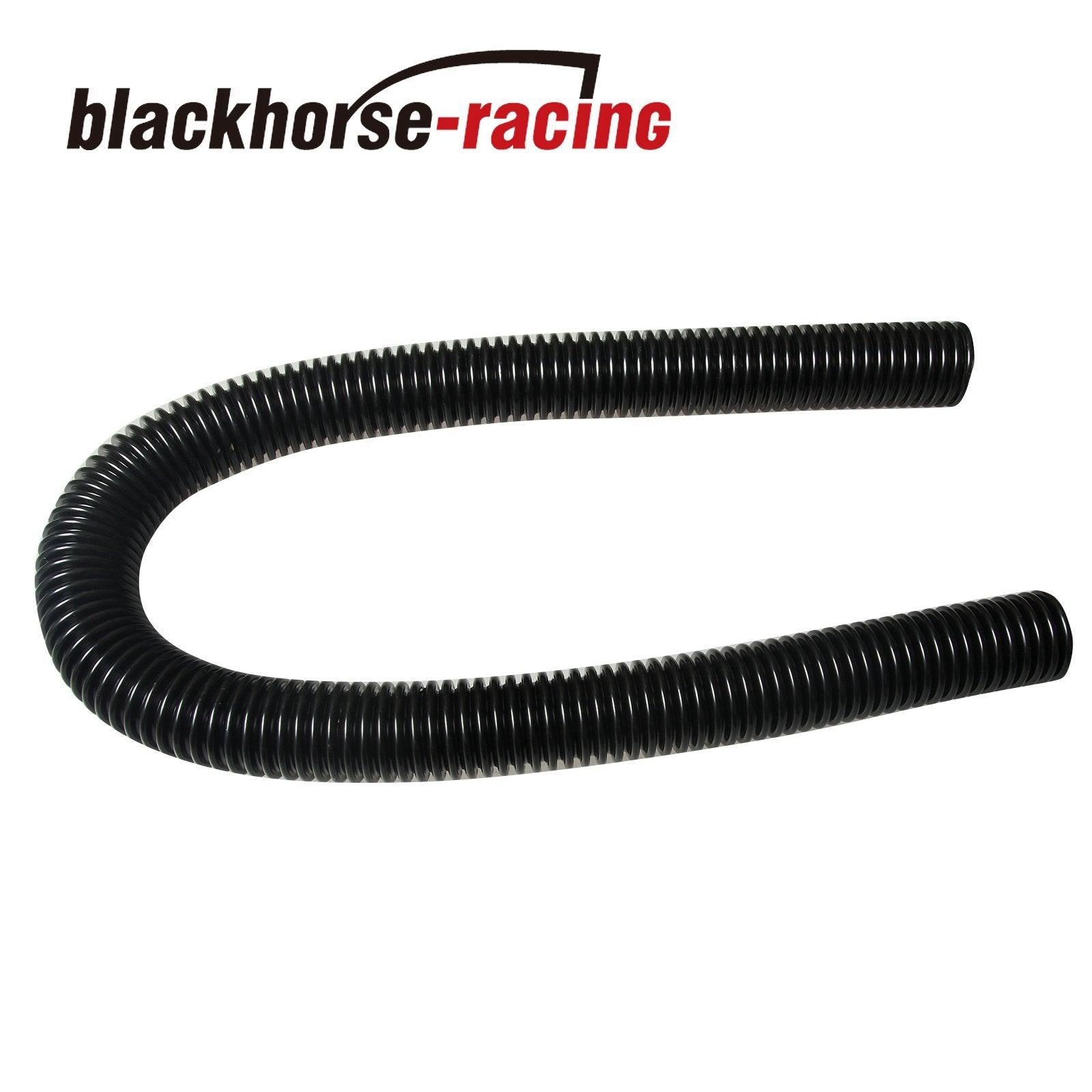 Black 48'' Stainless Steel Radiator Flexible Coolant Water Hose Kit + 4X Caps New - www.blackhorse-racing.com