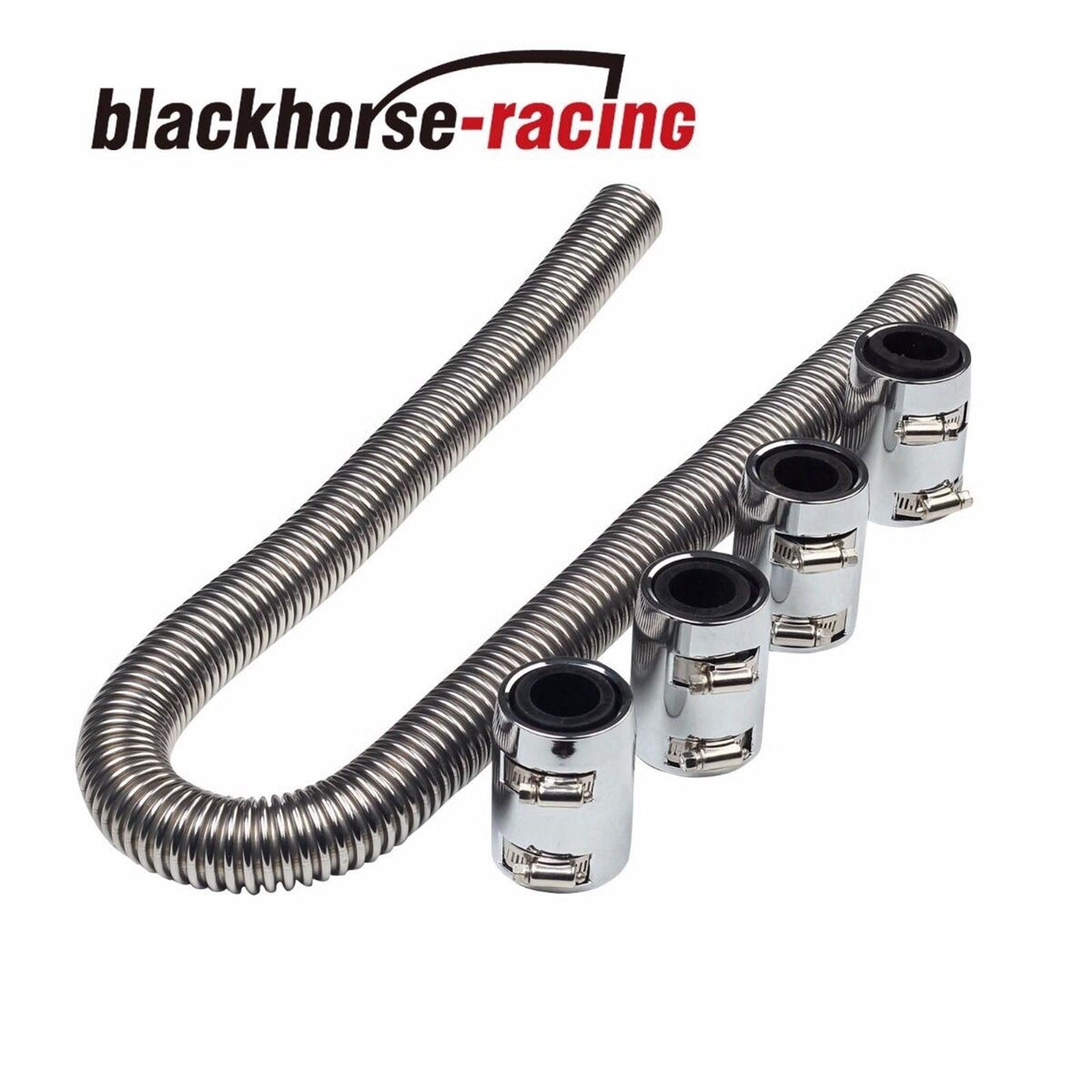 48'' Stainless Steel Radiator Flexible Coolant Water Hose Kit+4 X Caps Universal - www.blackhorse-racing.com