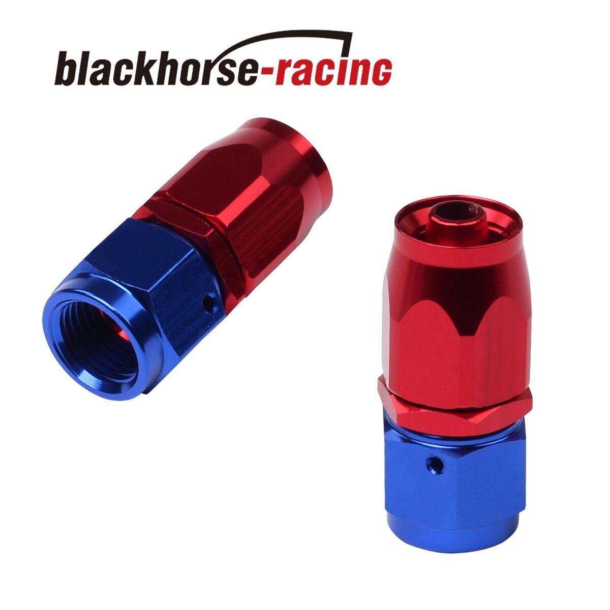 2PC Red & Blue AN 6 Straight Swivel Oil Fuel Line Hose End Fitting 6-AN - www.blackhorse-racing.com