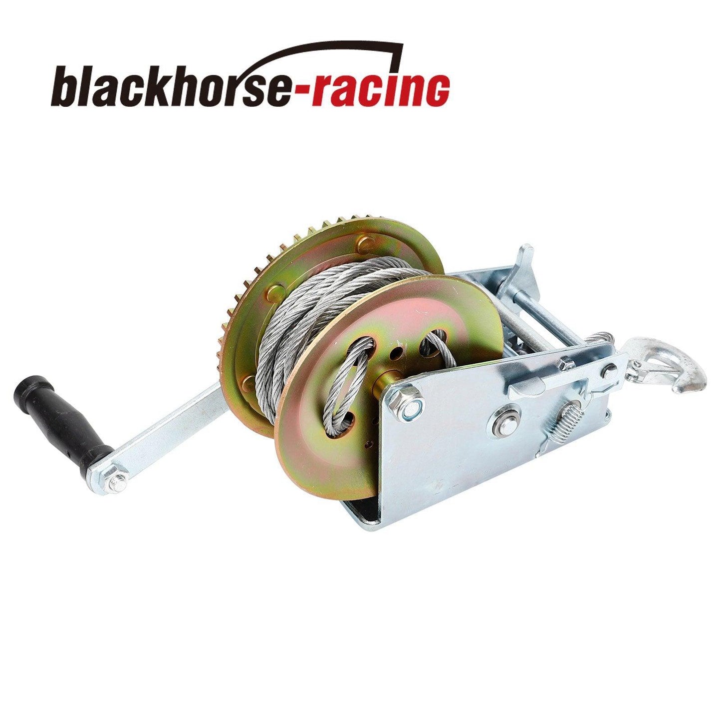 3500lbs Dual Gear Hand Winch Hand Crank Manual Boat ATV RV Trailer 33ft Cable - www.blackhorse-racing.com