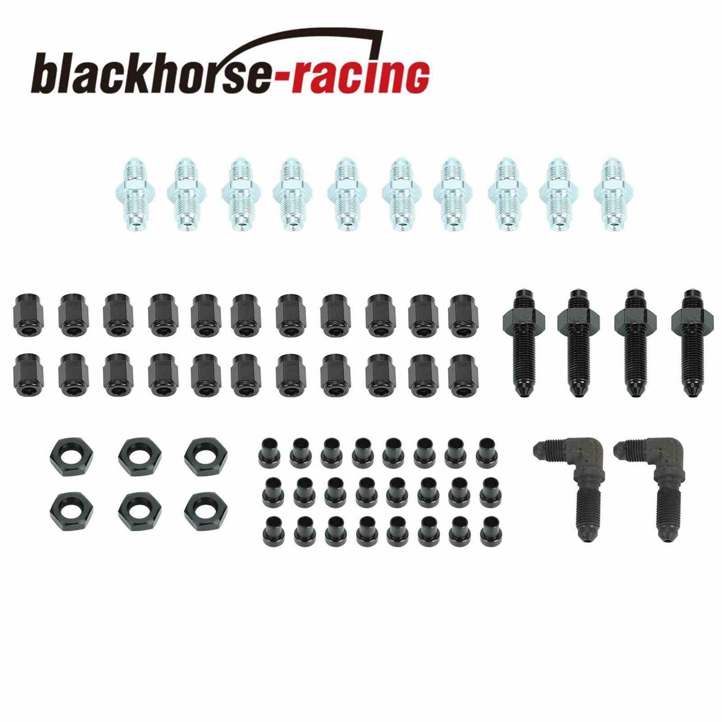 Black Brake Line Tuck Fittings Adapters Kit For Honda 88-00 Acura Integra 90-01